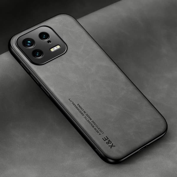 SKALO Xiaomi 13 5G X&E PU-Läder Skal - Ljusgrå