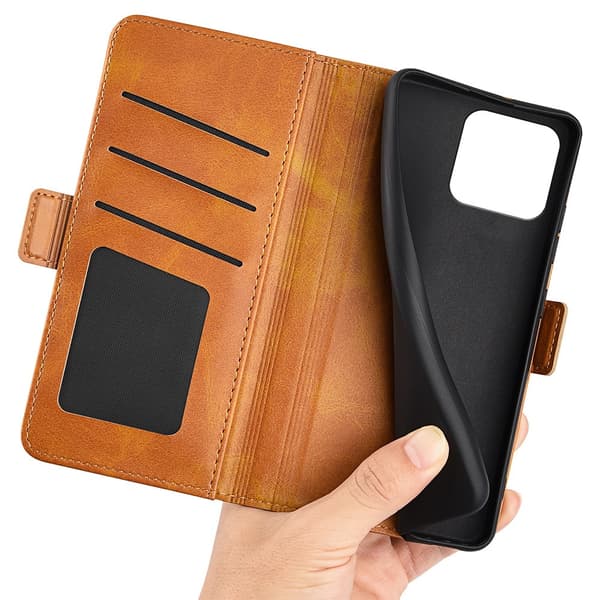 SKALO Xiaomi 13 5G Premium Wallet Flip Cover - Lys brun