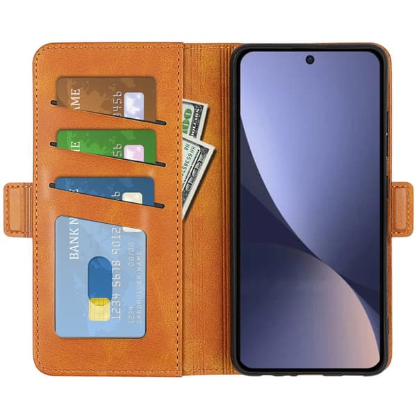 SKALO Xiaomi 13 5G Premium Wallet Flip Cover - Lys brun