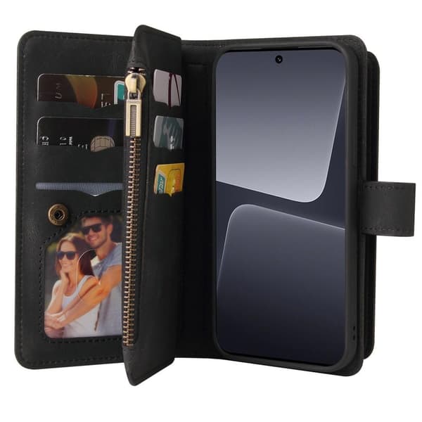 SKALO Xiaomi 13 5G Big Wallet 17-lokeroa Lompakkokotelo - Musta