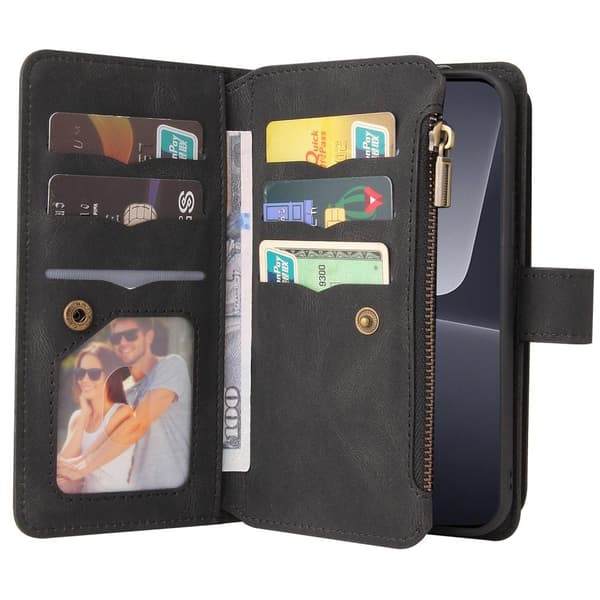 SKALO Xiaomi 13 5G Big Wallet 17-lokeroa Lompakkokotelo - Musta