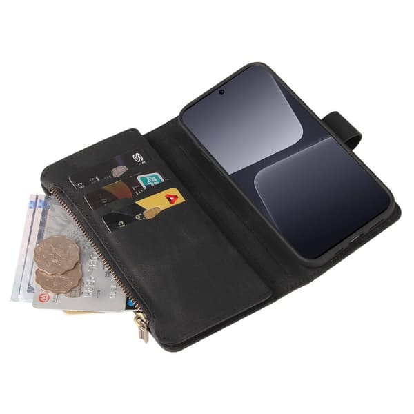 SKALO Xiaomi 13 5G Big Wallet 17-lokeroa Lompakkokotelo - Musta