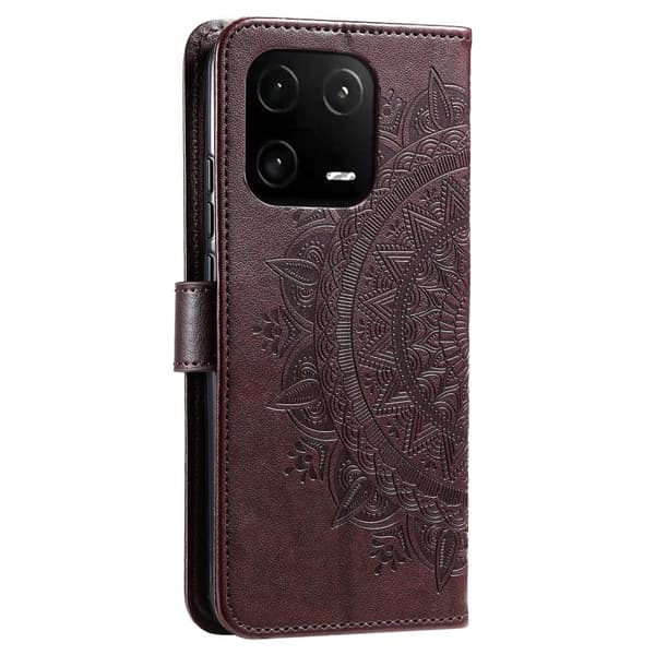 SKALO Xiaomi 13 5G Mandala lompakkokotelo - Ruskea
