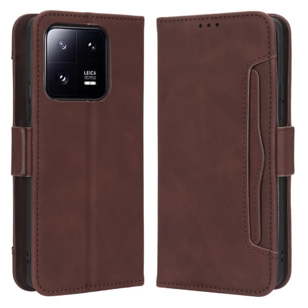 SKALO Xiaomi 13 5G 6-lokeroa Lompakkokotelo - Ruskea