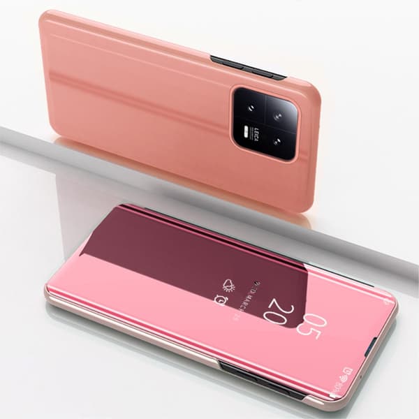 SKALO Xiaomi 13 5G Clear View Mirror Lompakko - Ruusukulta