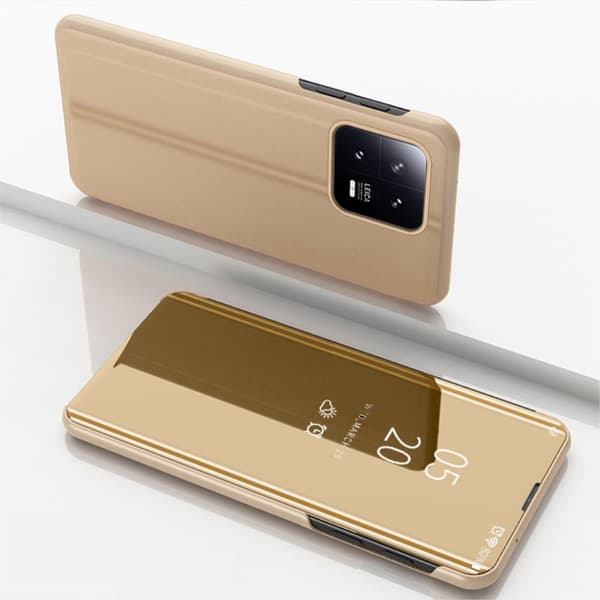SKALO Xiaomi 13 5G Clear View Mirror Lompakko - Kulta