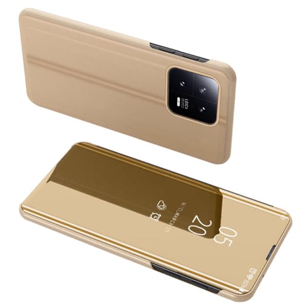 SKALO Xiaomi 13 5G Clear View Mirror Lompakko - Kulta