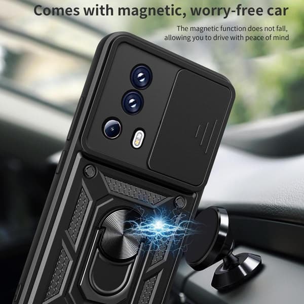 SKALO Xiaomi 13 Lite Armor Hybrid Metal Ring Camera Slider - Rød