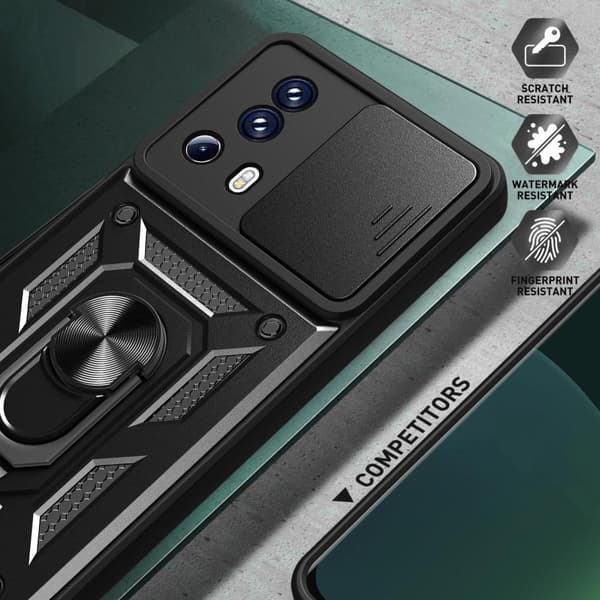 SKALO Xiaomi 13 Lite Armor Hybrid Metal Ring Camera Slider - Rød