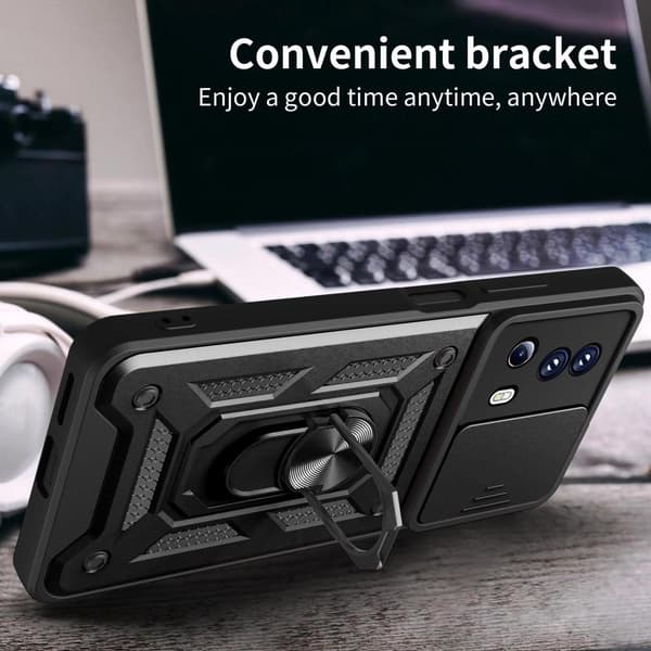 SKALO Xiaomi 13 Lite Armor Hybrid Metal Ring Camera Slider - Rød