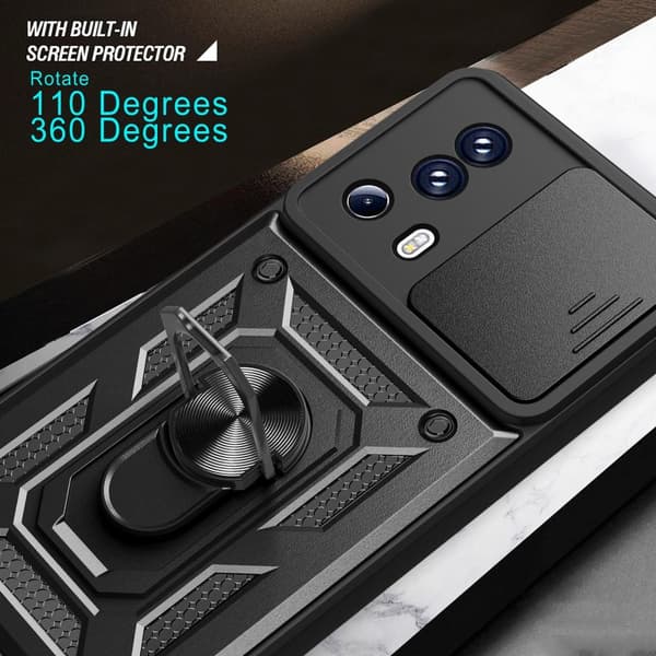 SKALO Xiaomi 13 Lite Armor Hybrid Metal Ring Camera Slider - Rød