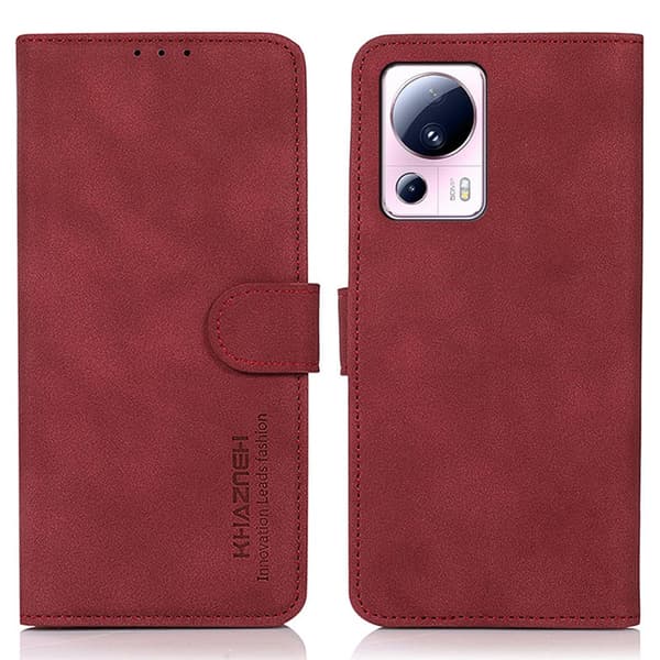 SKALO Xiaomi 13 Lite KHAZNEH Lompakkokotelo PU-nahasta - Punainen