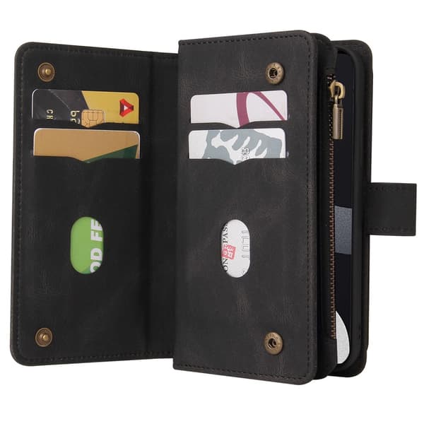 SKALO Xiaomi 13 Lite Big Wallet 17-lokeroa Lompakkokotelo - Musta