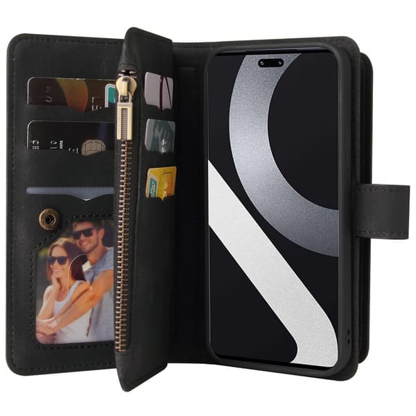 SKALO Xiaomi 13 Lite Big Wallet 17-lokeroa Lompakkokotelo - Musta