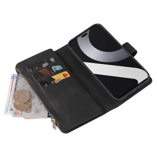 SKALO Xiaomi 13 Lite Big Wallet 17-lokeroa Lompakkokotelo - Musta