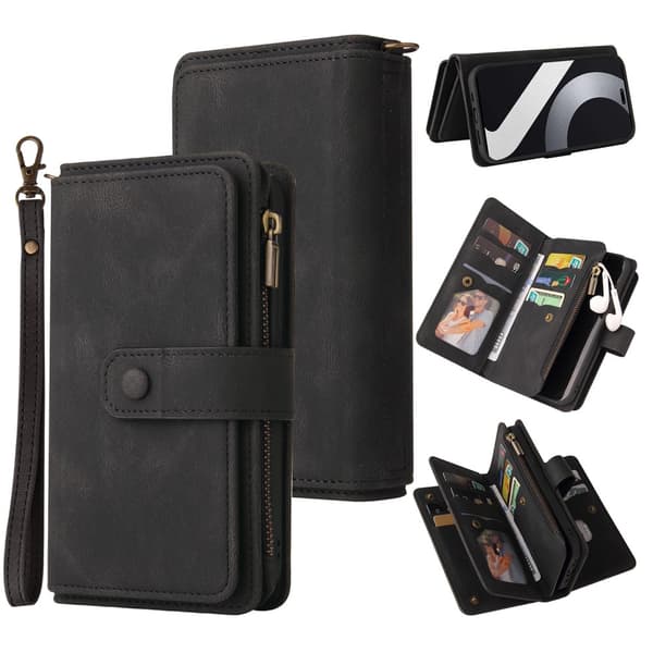 SKALO Xiaomi 13 Lite Big Wallet 17-lokeroa Lompakkokotelo - Musta