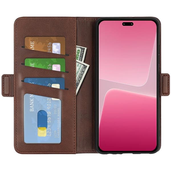 SKALO Xiaomi 13 Lite Premium Wallet Lompakkokotelo - Ruskea