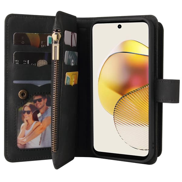 SKALO Motorola Moto G73 5G Big Wallet 17-RUM Pungetui - Sort