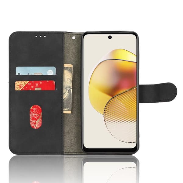 SKALO Motorola Moto G73 5G Matt PU-læderpungetui - Sort