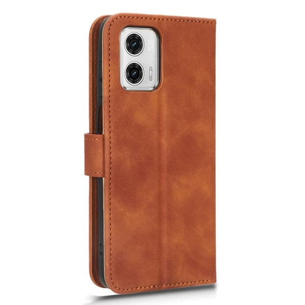 SKALO Motorola Moto G73 5G Matt PU Nahka lompakkokotelo - Ruskea