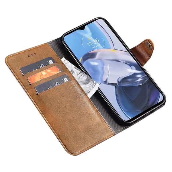 SKALO Motorola Moto G23 4G IDEWEI Lompakkokotelo PU-nahkaa - Ruskea