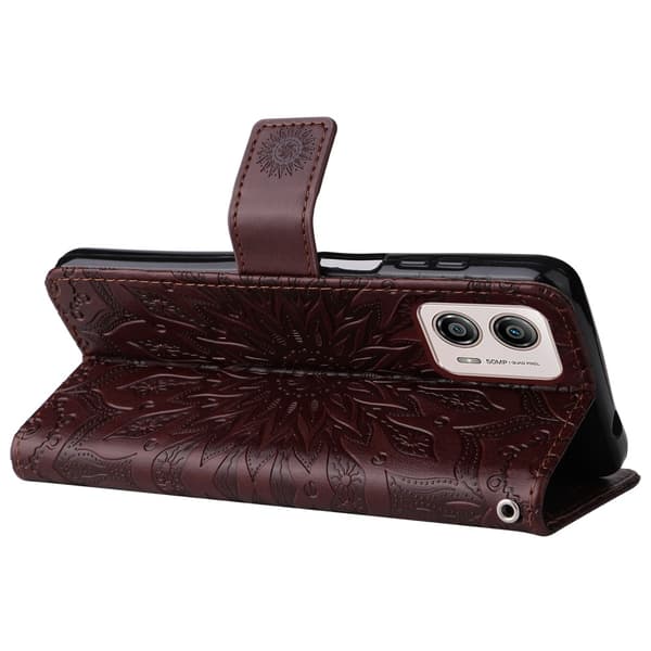 SKALO Motorola Moto G23 4G Mandala Plånboksfodral - Brun