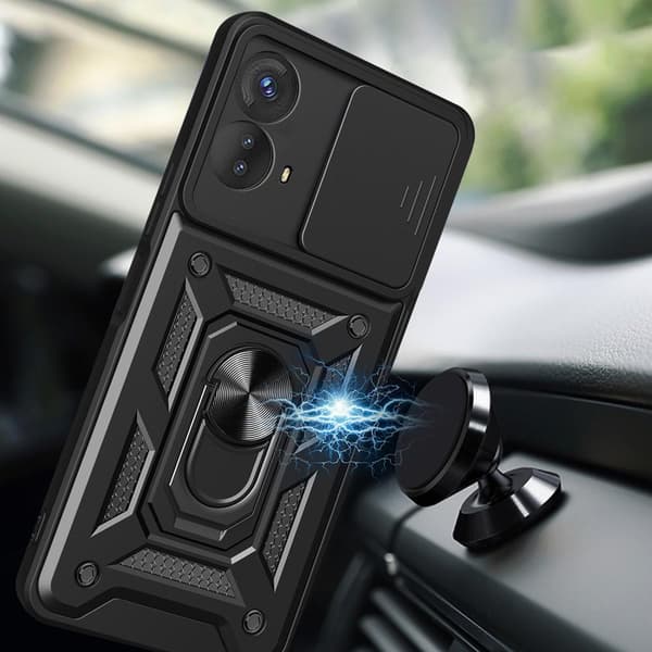 SKALO Motorola Moto G53 5G Armor Hybrid Metallring Kameraslider - Blå