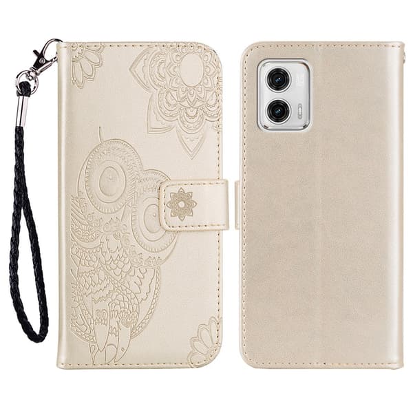 SKALO Motorola Moto G23 4G Mandala Owl lompakkokotelo - Kulta