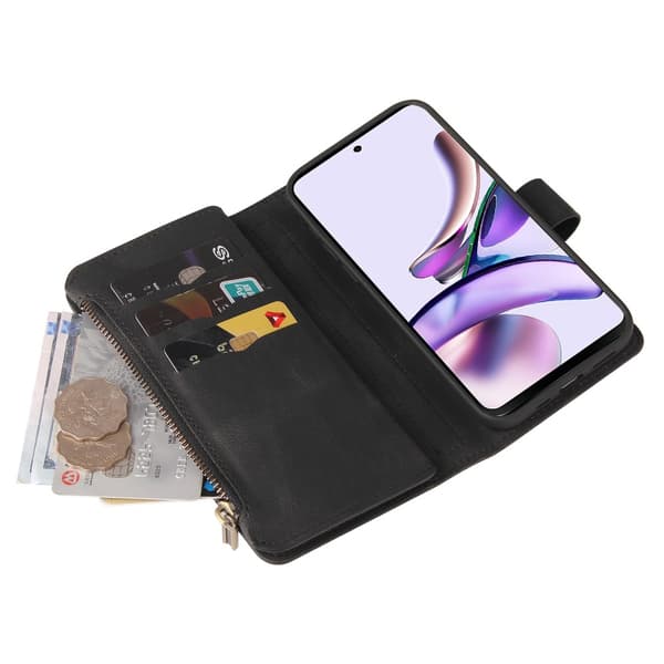 SKALO Motorola Moto G23 4G Big Wallet 17-FACK Plånboksfodral - Svart