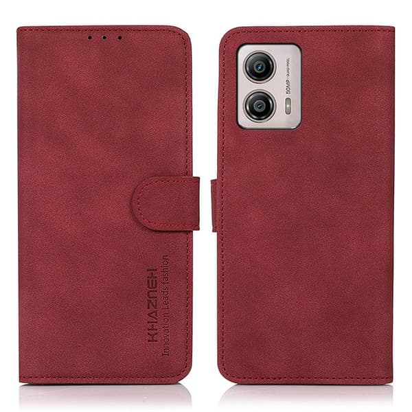 SKALO Motorola Moto G23 4G KHAZNEH Lompakkokotelo PU-nahasta - Punainen