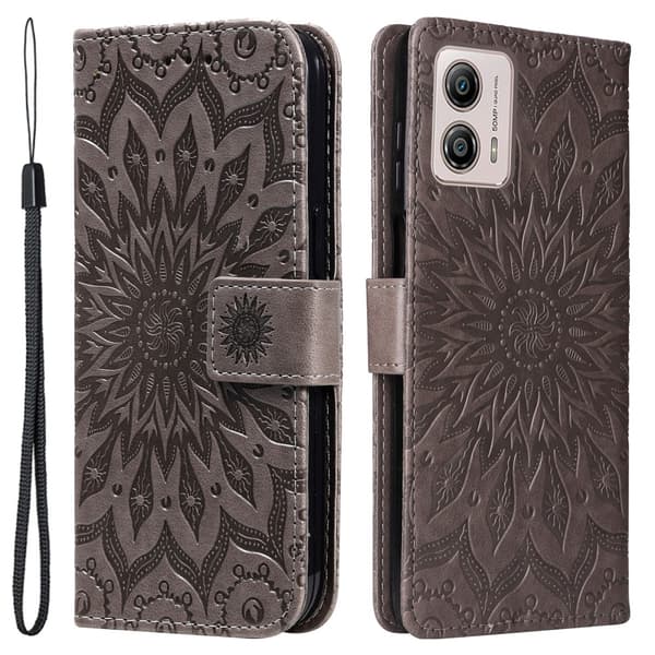 SKALO Motorola Moto G23 4G Mandala Plånboksfodral - Grå