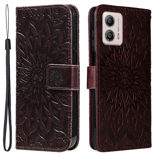 SKALO Motorola Moto G53 5G Mandala Flip Cover - Brun