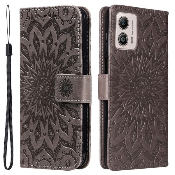 SKALO Motorola Moto G53 5G Mandala Plånboksfodral - Grå