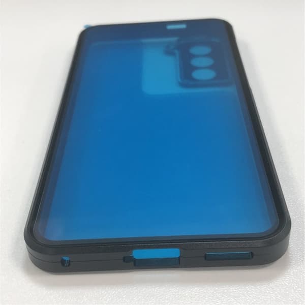 Magneettinen kaksipuolinen karkaistu lasi puhelinkotelo Samsung S21:lle Musta