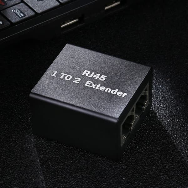 2-PACK RJ45 Splitter Ethernet LAN Adapter Svart