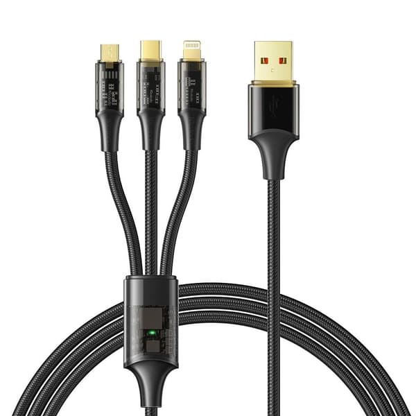 Mcdodo 1.2m 100W 3in1 Lightning/USB-C/MicroUSB Svart