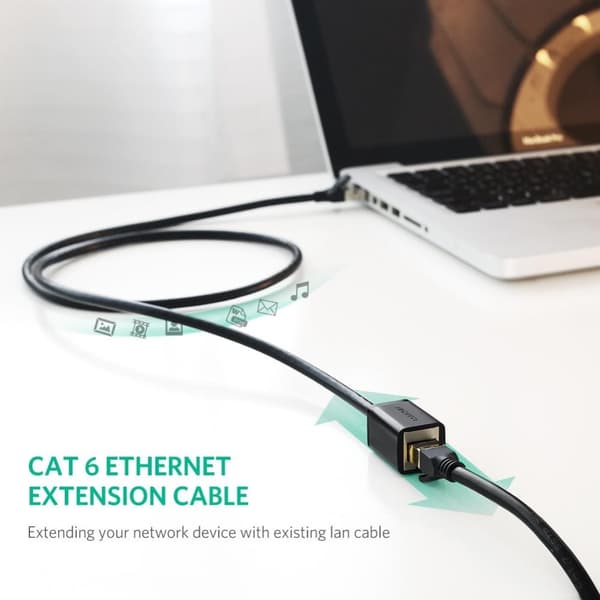 UGREEN 3m RJ45 Cat6 Förlängningskabel LAN Hane - Hona Svart
