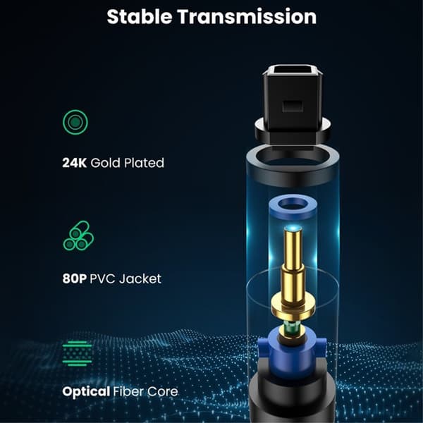 UGREEN 1.5m Optisk Ljudkabel Toslink Svart