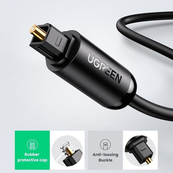UGREEN 2m Optisk Ljudkabel Toslink  Svart