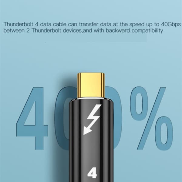 Thunderbolt 4 Kabel 30cm USB-C 100W 8K 60Hz PD Svart