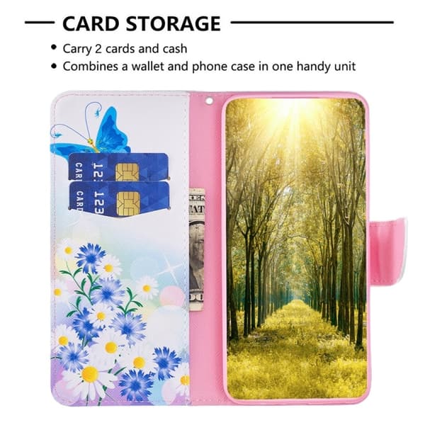 Motorola Moto G13 / G23 / G53 5G Fodral Med Tryck Fjäril/Blommor