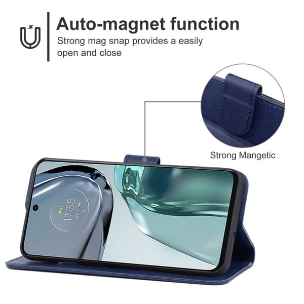 Motorola Moto G62 5G Fodral Solid Läder Blå