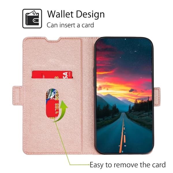 Motorola Moto G73 5G Fodral Slim Läder Roséguld