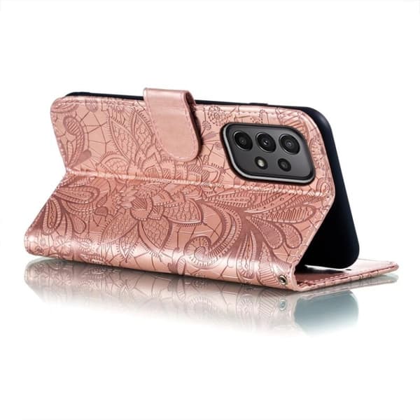 Samsung Galaxy A24 5G Fodral Med Blommigt Tryck Roséguld