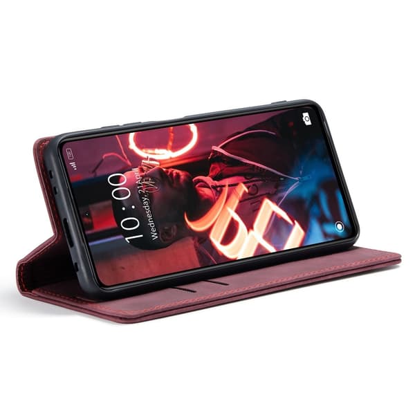 CASEME Xiaomi Redmi Note 12 Pro 5G Fodral Retro Flip Läder Vinröd