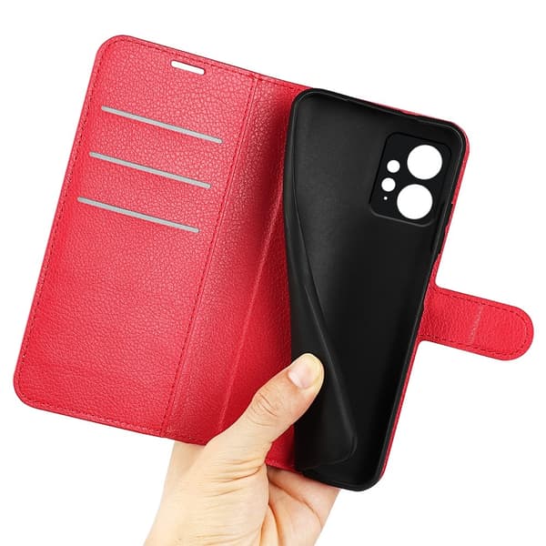 Xiaomi Redmi Note 12 4G Fodral Litchi Läder Röd