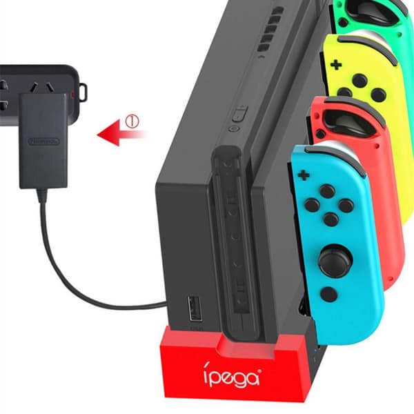 iPega Nintendo Switch LED Laddstation För Ställ och 4x Joy-Con