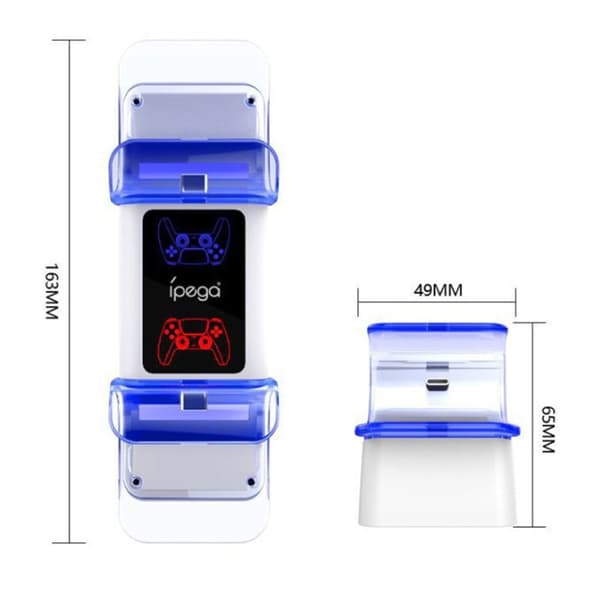 iPega LED Laddstation För 2x PS5 DualSense Handkontroller Vit