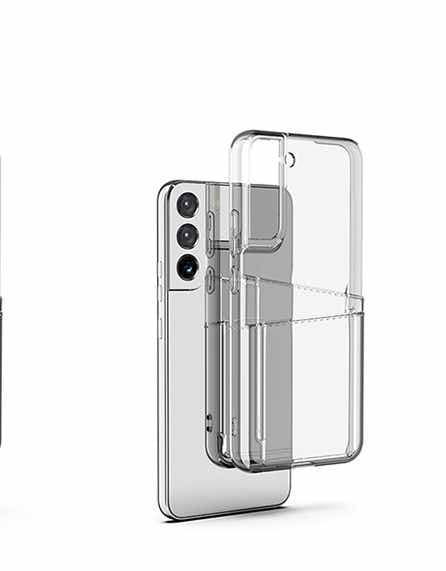 Samsung Galaxy S22 Plus - Transparent Skal Dubbel Kortfack + Heltäckande Härdat Skyddsglas
