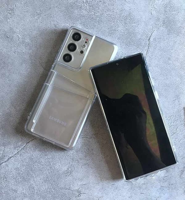 Samsung Galaxy S21 Ultra - Transparent Skal Dubbel Kortfack + Heltäckande Härdat Skyddsglas Lim